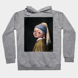 Cute Version of Girl with a Pearl Earring Masterpiece Art History Gift Hoodie